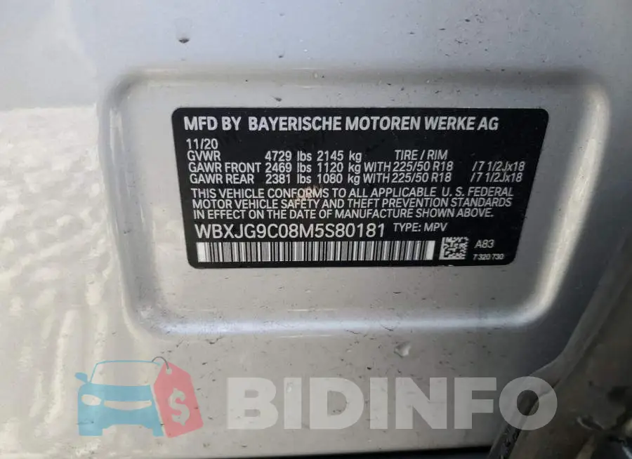 WBXJG9C08M5S80181 Photo# 13