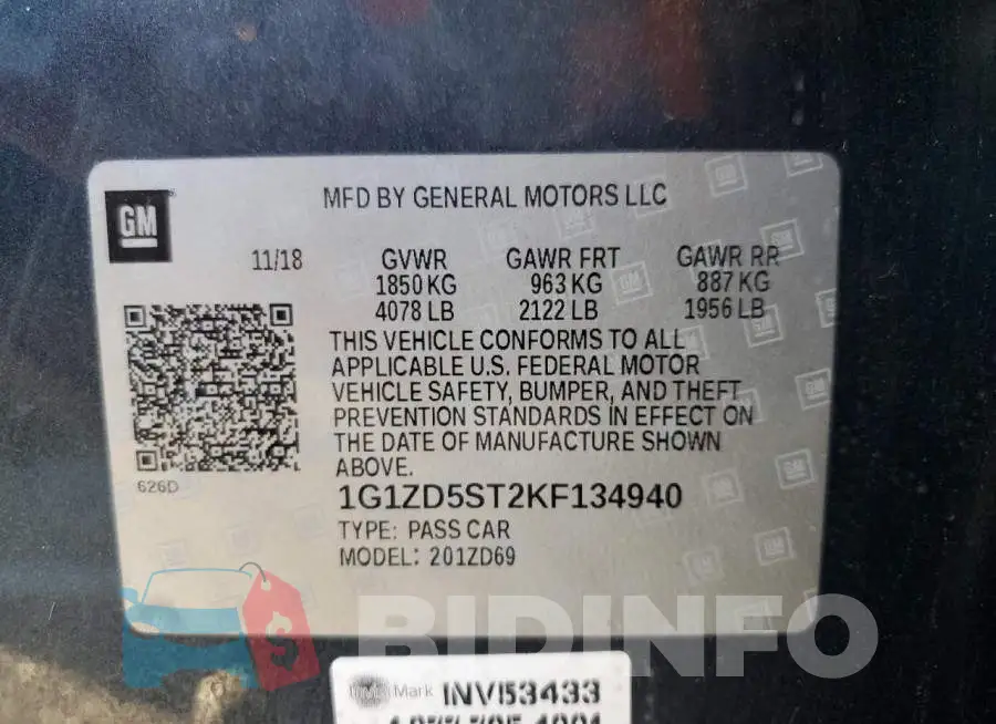 1G1ZD5ST2KF134940 Photo# 12