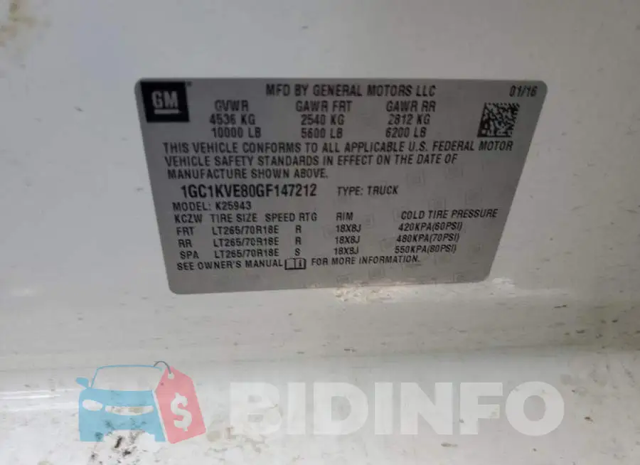 1GC1KVE80GF147212 Photo# 12