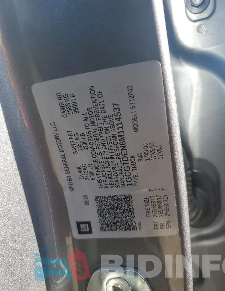 1GCGTDEN6M1114537 Photo# 12