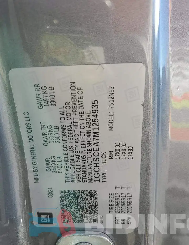 1GCHSCEA7M1254935 Photo# 12