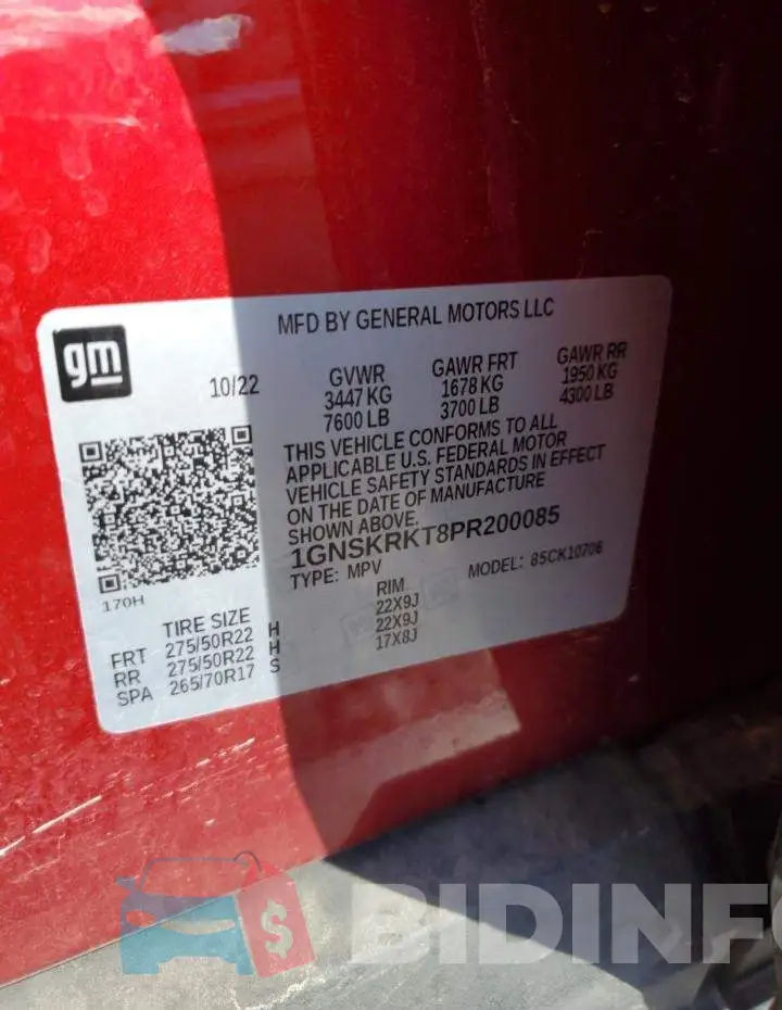 1GNSKRKT8PR200085 Photo# 14