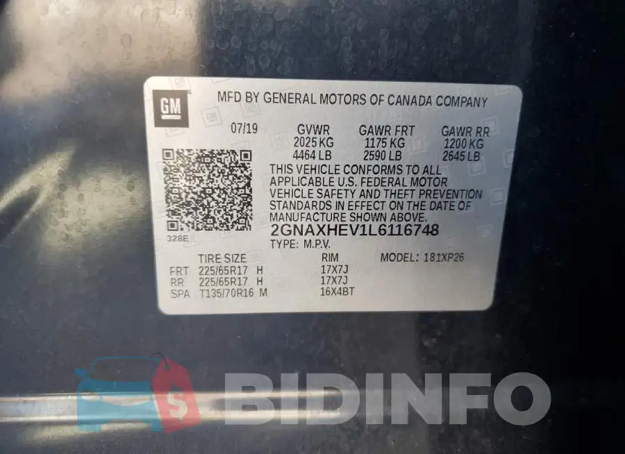 2GNAXHEV1L6116748 Photo# 12
