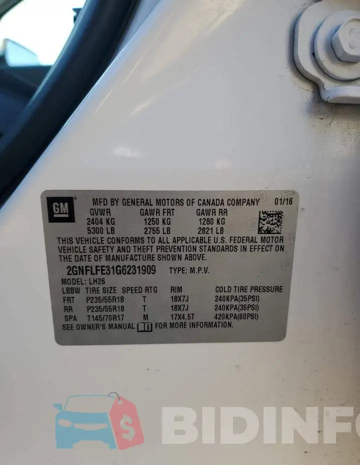 2GNFLFE31G6231909 Photo# 13