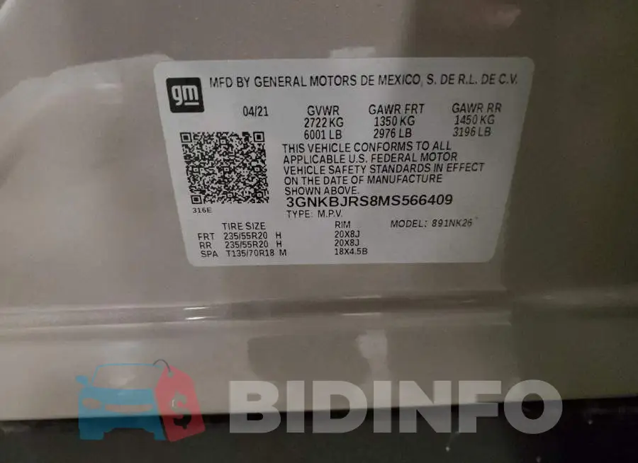 3GNKBJRS8MS566409 Photo# 14