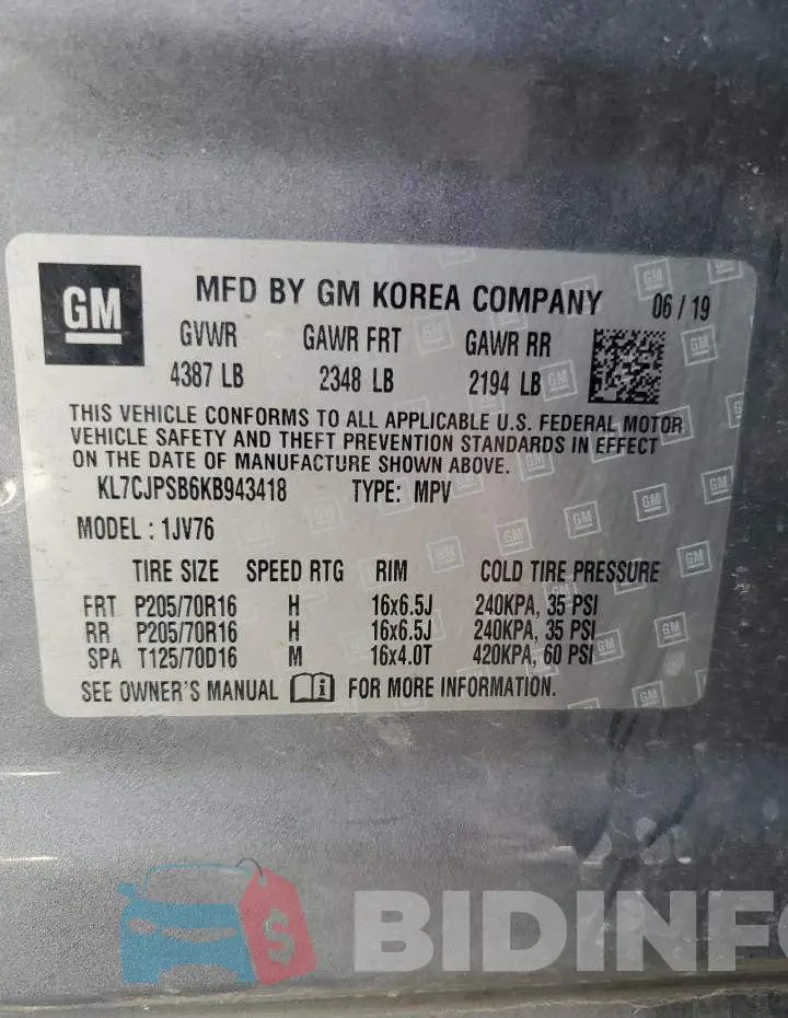 KL7CJPSB6KB943418 Photo# 12
