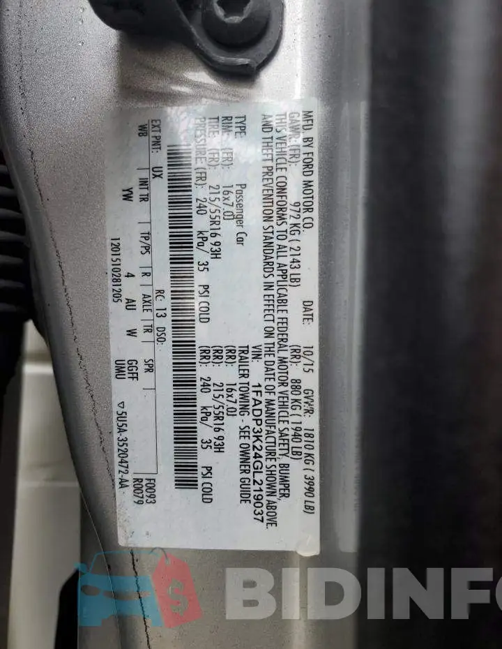 1FADP3K24GL219037 Photo# 13