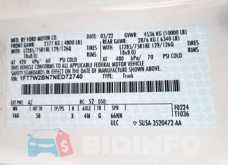 1FT7W2BN7NED72740 Photo# 12