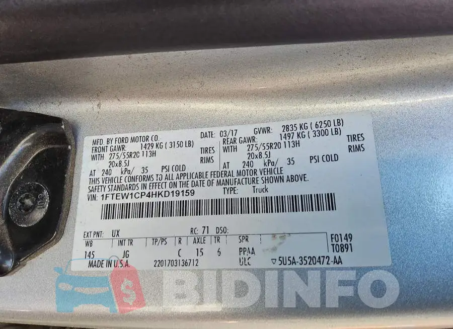 1FTEW1CP4HKD19159 Photo# 12