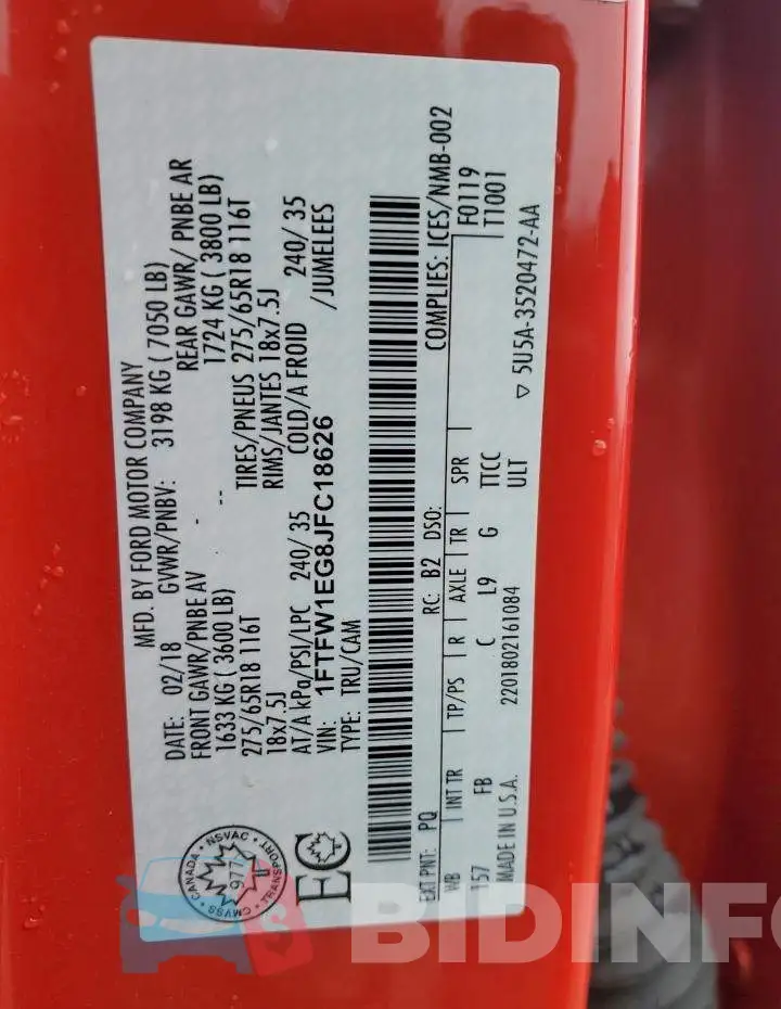 1FTFW1EG8JFC18626 Photo# 12