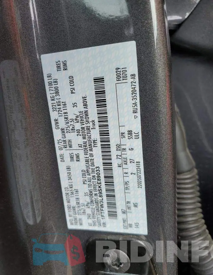 1FTFW3L89SKE89033 Photo# 13