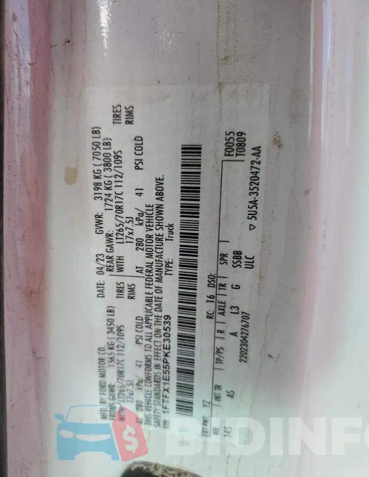1FTFX1E55PKE30539 Photo# 12