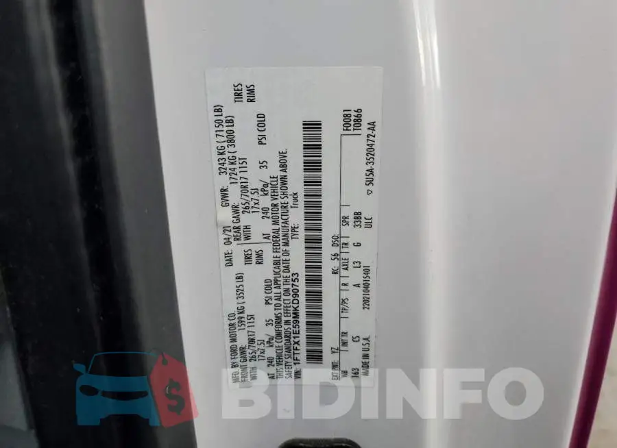 1FTFX1E59MKD90753 Photo# 12