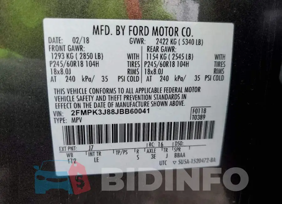 2FMPK3J88JBB60041 Photo# 13