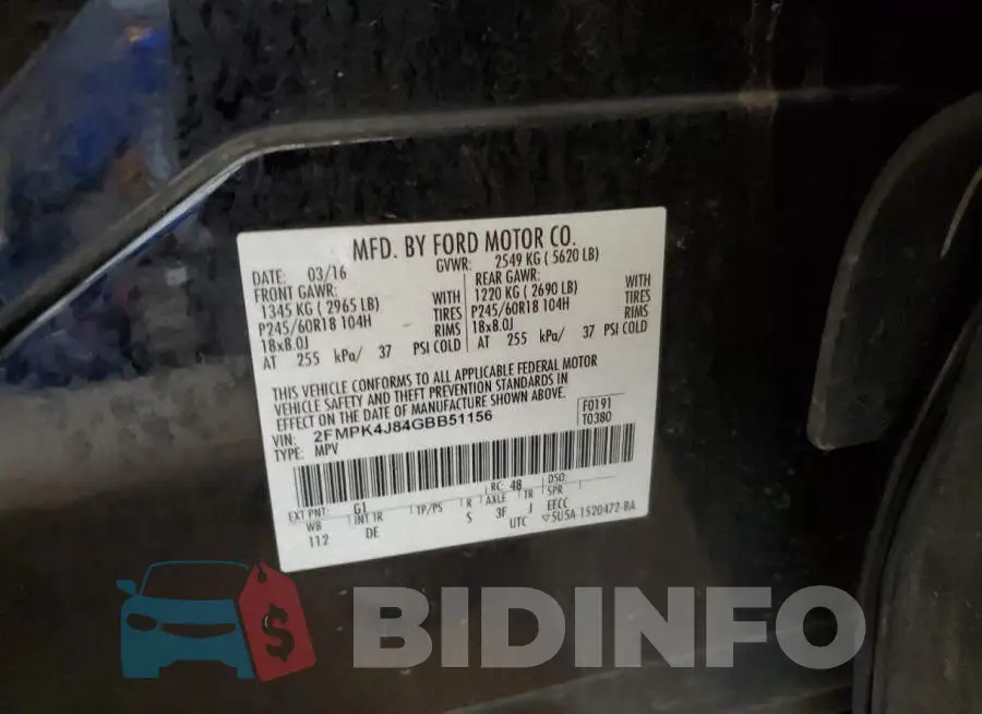 2FMPK4J84GBB51156 Photo# 14