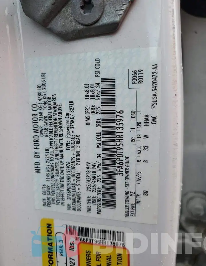 3FA6P0T95HR135976 Photo# 12