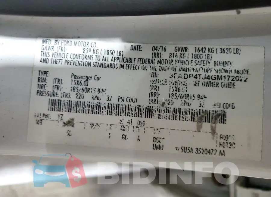 3FADP4TJ4GM172022 Photo# 12