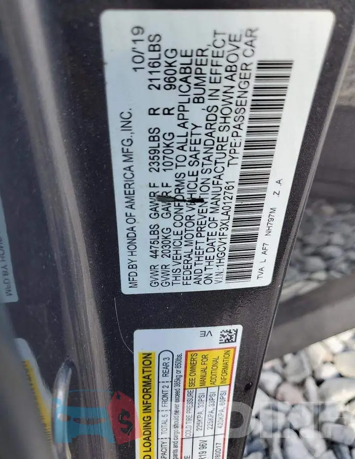 1HGCV1F3XLA012761 Photo# 12