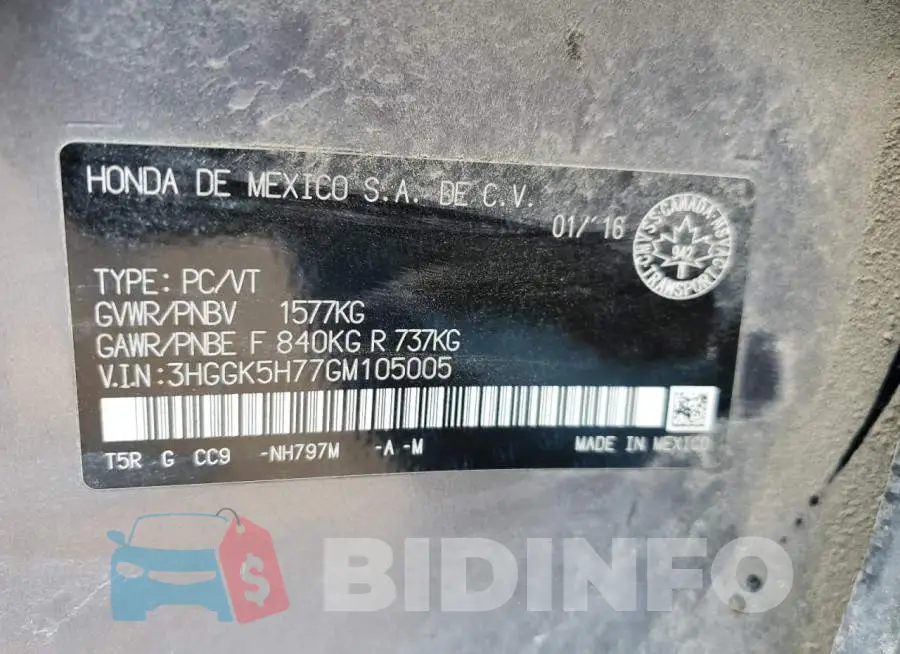 3HGGK5H77GM105005 Photo# 12