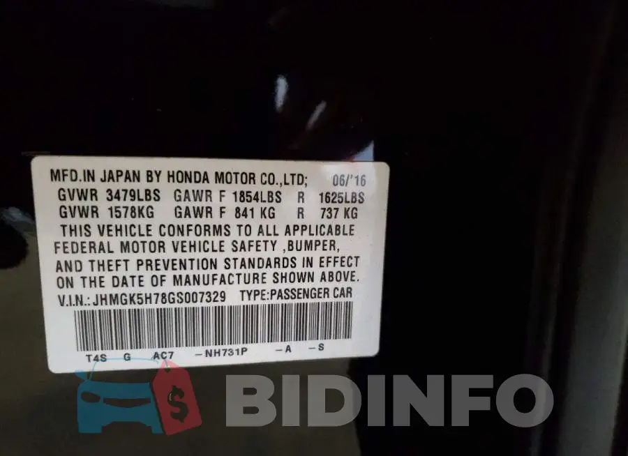 JHMGK5H78GS007329 Photo# 11