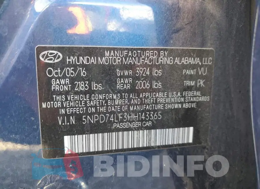 5NPD74LF3HH143365 Photo# 12
