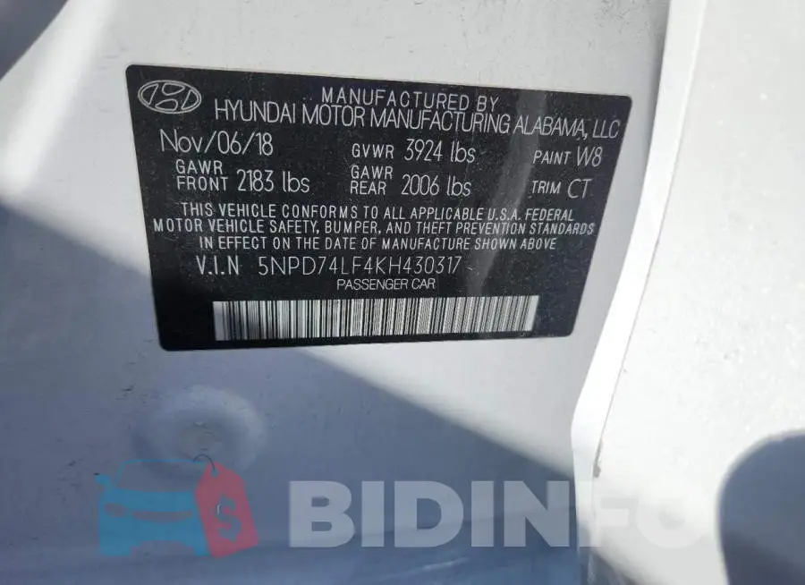 5NPD74LF4KH430317 Photo# 13