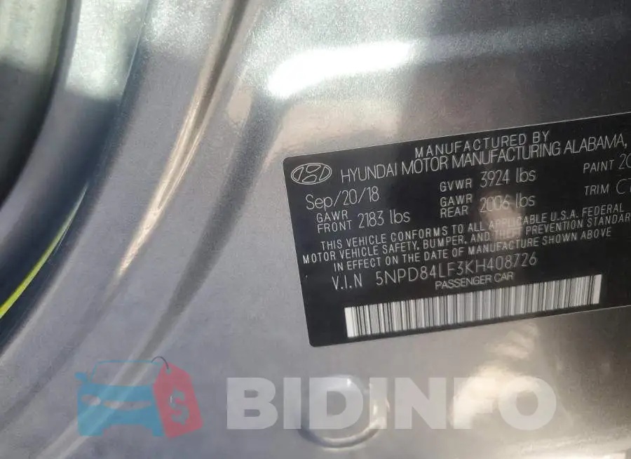 5NPD84LF3KH408726 Photo# 12