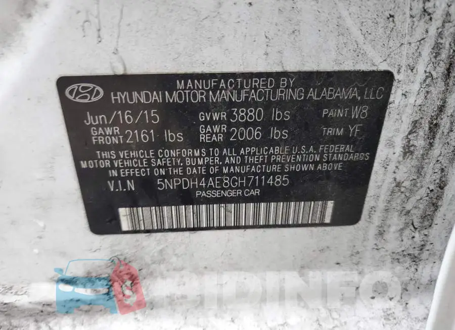 5NPDH4AE8GH711485 Photo# 12