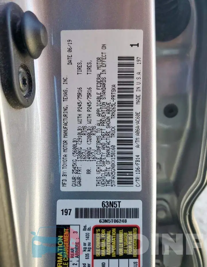 5TFAX5GN8KX158160 Photo# 12