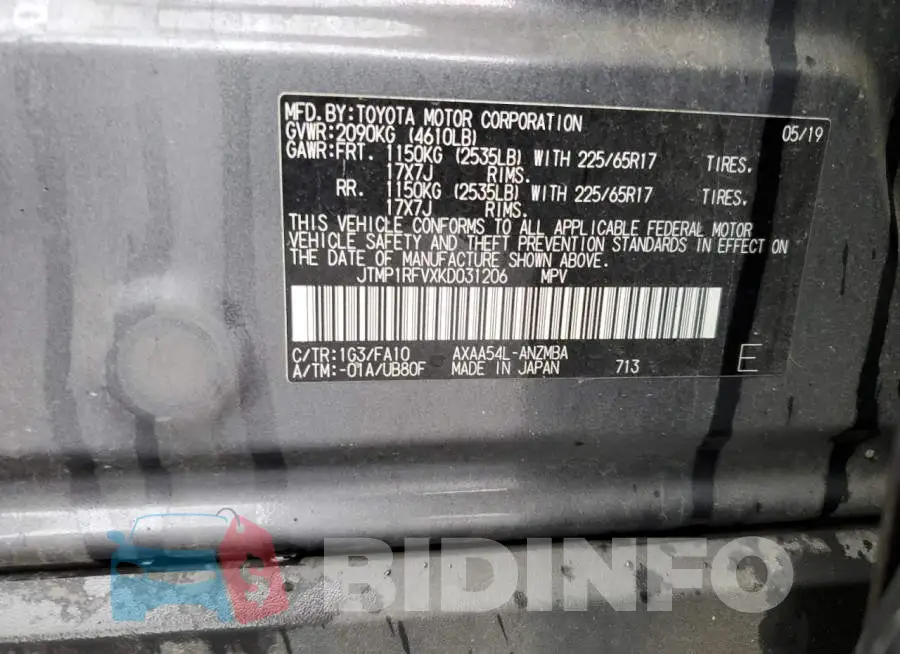 JTMP1RFVXKD031206 Photo# 13