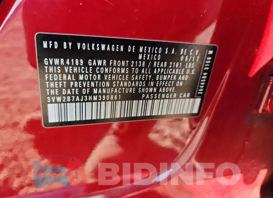 3VW2B7AJ3HM390861 Photo# 12