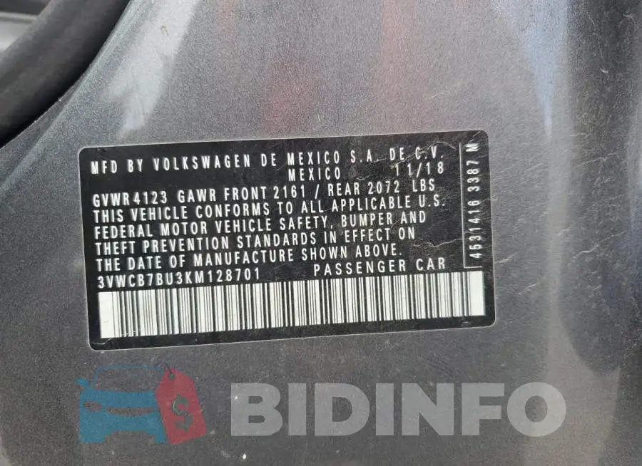 3VWCB7BU3KM128701 Photo# 12