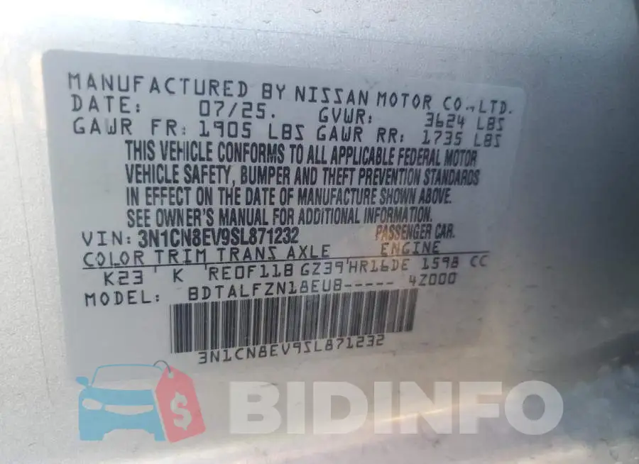 3N1CN8EV9SL871232 Photo# 13
