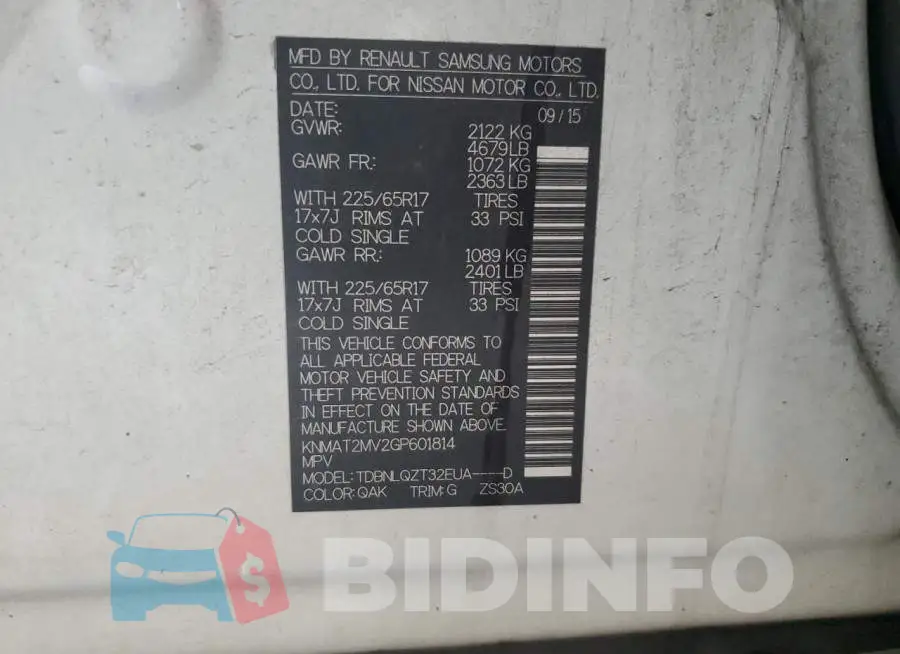 KNMAT2MV2GP601814 Photo# 14