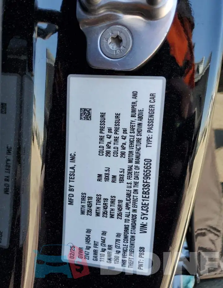 5YJ3E1EB3SF965650 Photo# 13