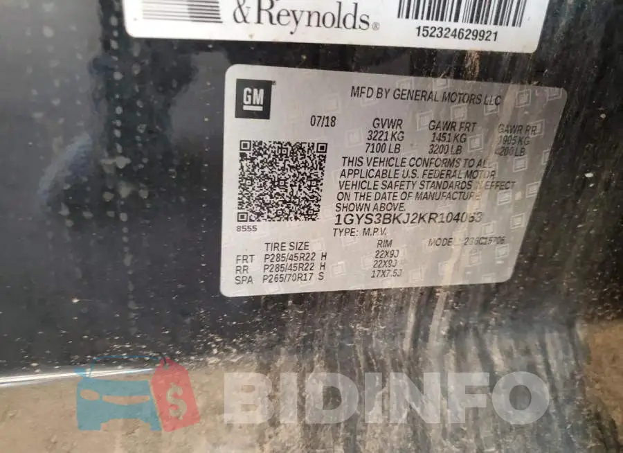 1GYS3BKJ2KR104063 Photo# 12