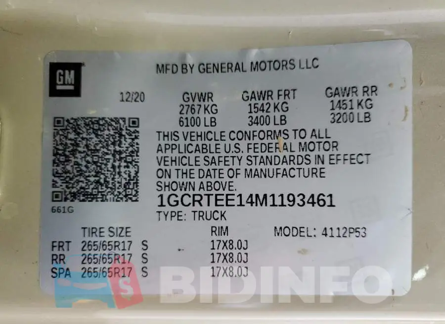 1GCRTEE14M1193461 Photo# 12