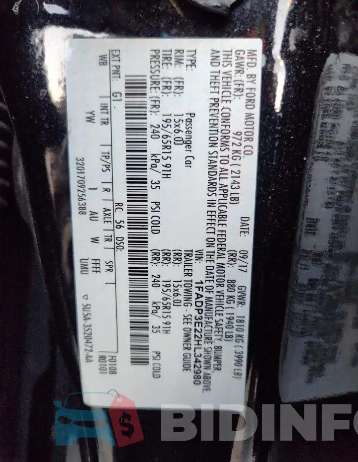 1FADP3E22HL342980 Photo# 12