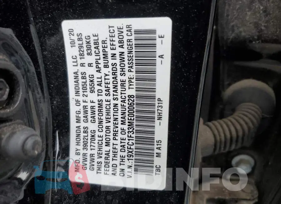 19XFC1F33ME000628 Photo# 12