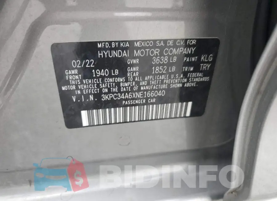 3KPC34A6XNE166040 Photo# 12