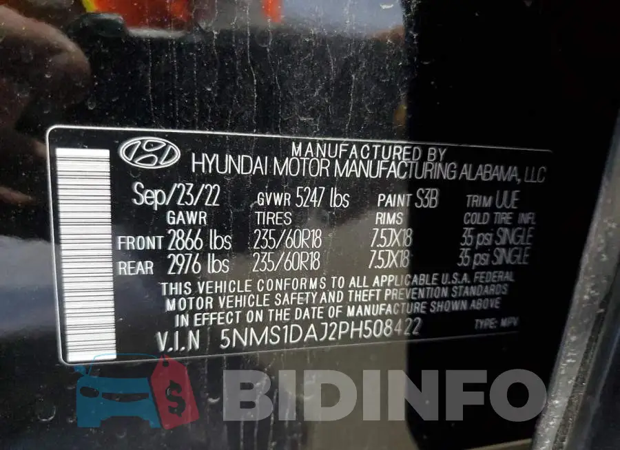 5NMS1DAJ2PH508422 Photo# 14