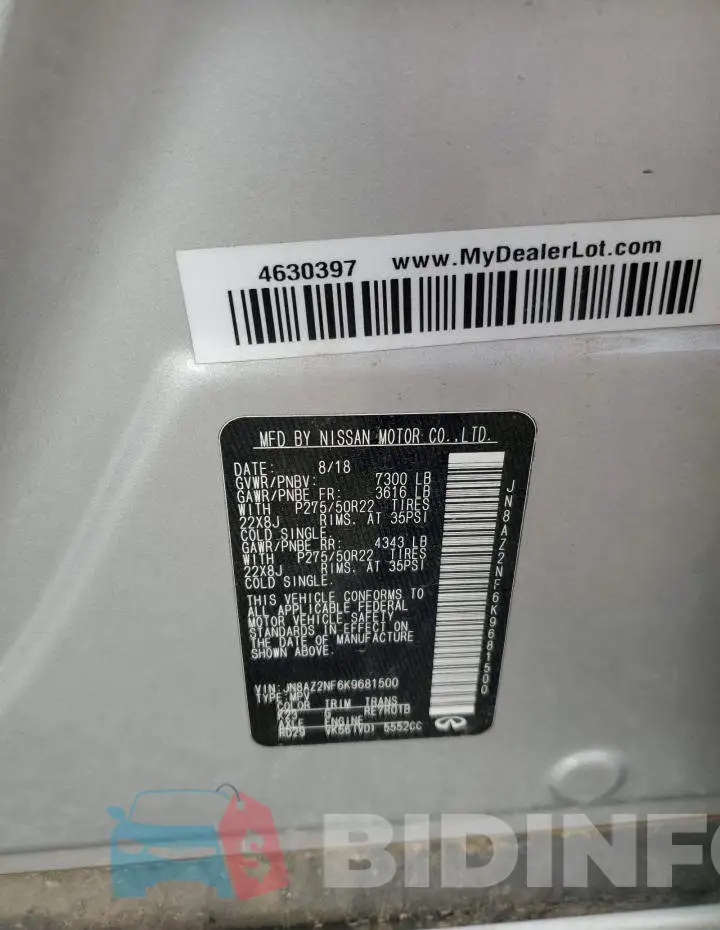 JN8AZ2NF6K9681500 Photo# 13
