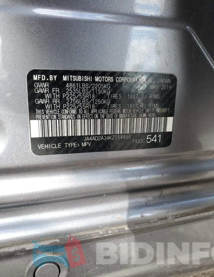 JA4AD2A34KZ054486 Photo# 14