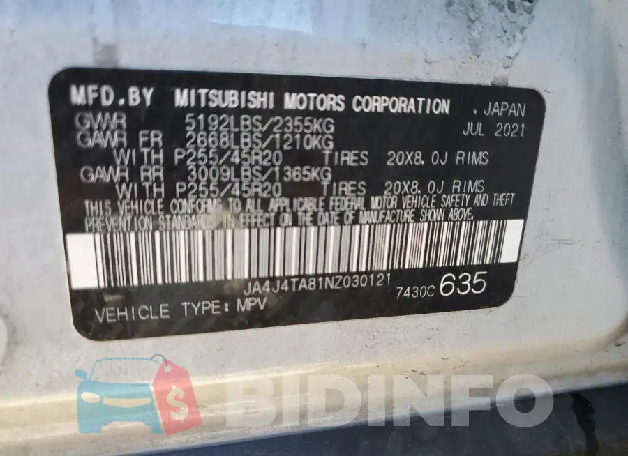 JA4J4TA81NZ030121 Photo# 13