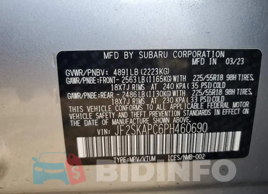 JF2SKAPC6PH460690 Photo# 12