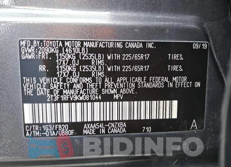 2T3F1RFV9KW081044 Photo# 13