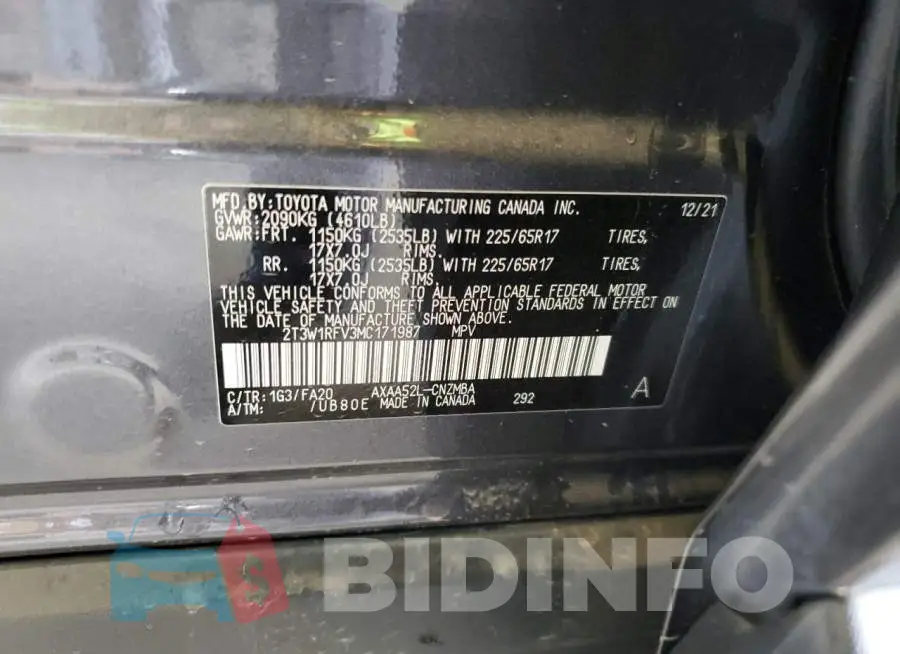 2T3W1RFV3MC171987 Photo# 13