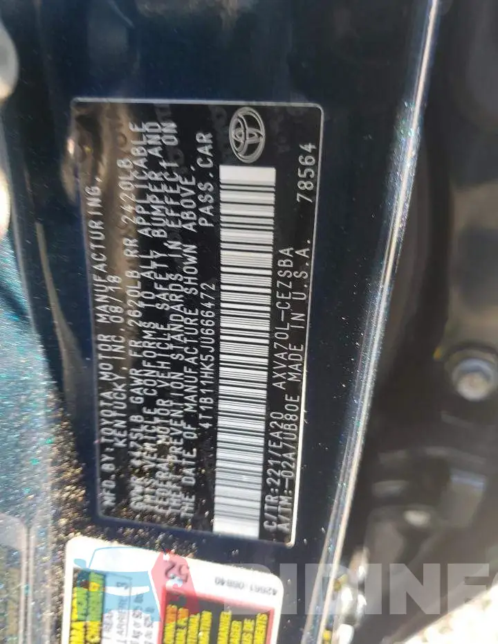 4T1B11HK5JU666472 Photo# 13