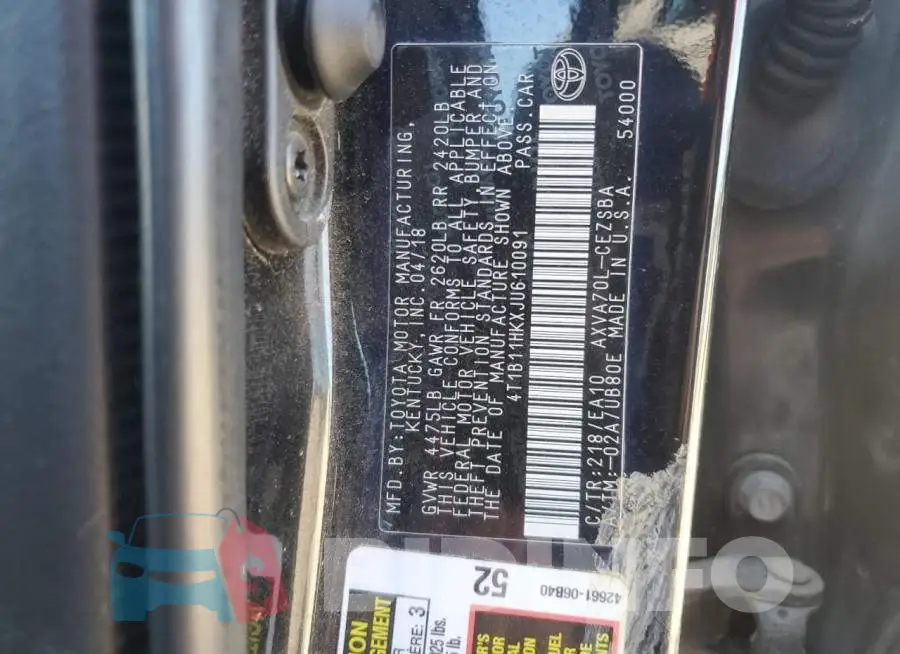 4T1B11HKXJU610091 Photo# 13