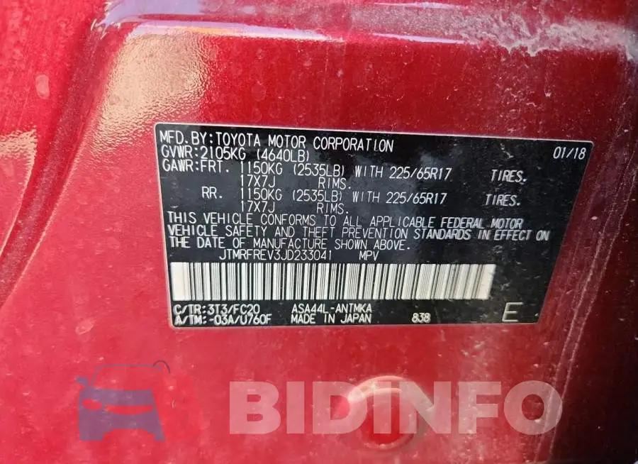 JTMRFREV3JD233041 Photo# 12